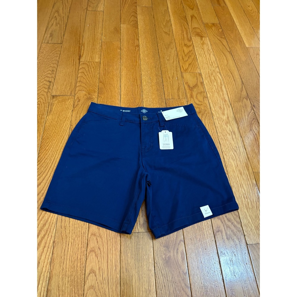 St Johns Bay Secretly Slender Shorts Navy Blue 7 Inch Inseam Size 4 NEW